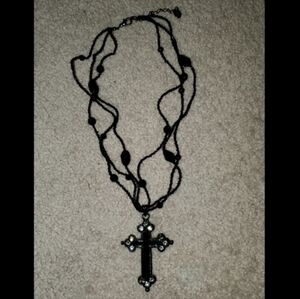 Black Gothic Baddie Y2K cross necklace